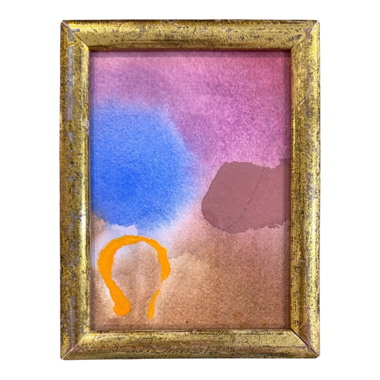 Colorful Soak Painting in 19th Century Gilt Frame