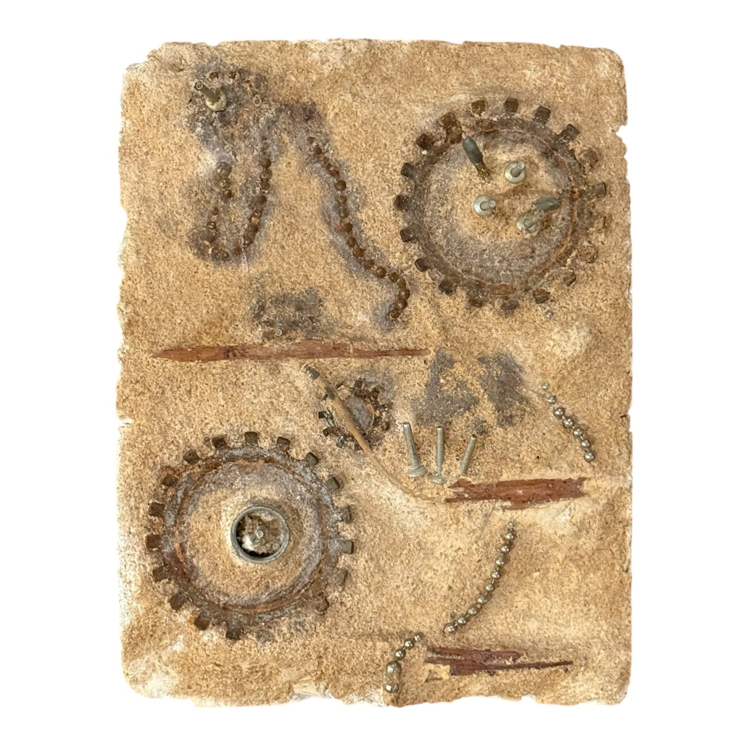 Abstract Plaster and Metal Hanging Sculpture Assemblage