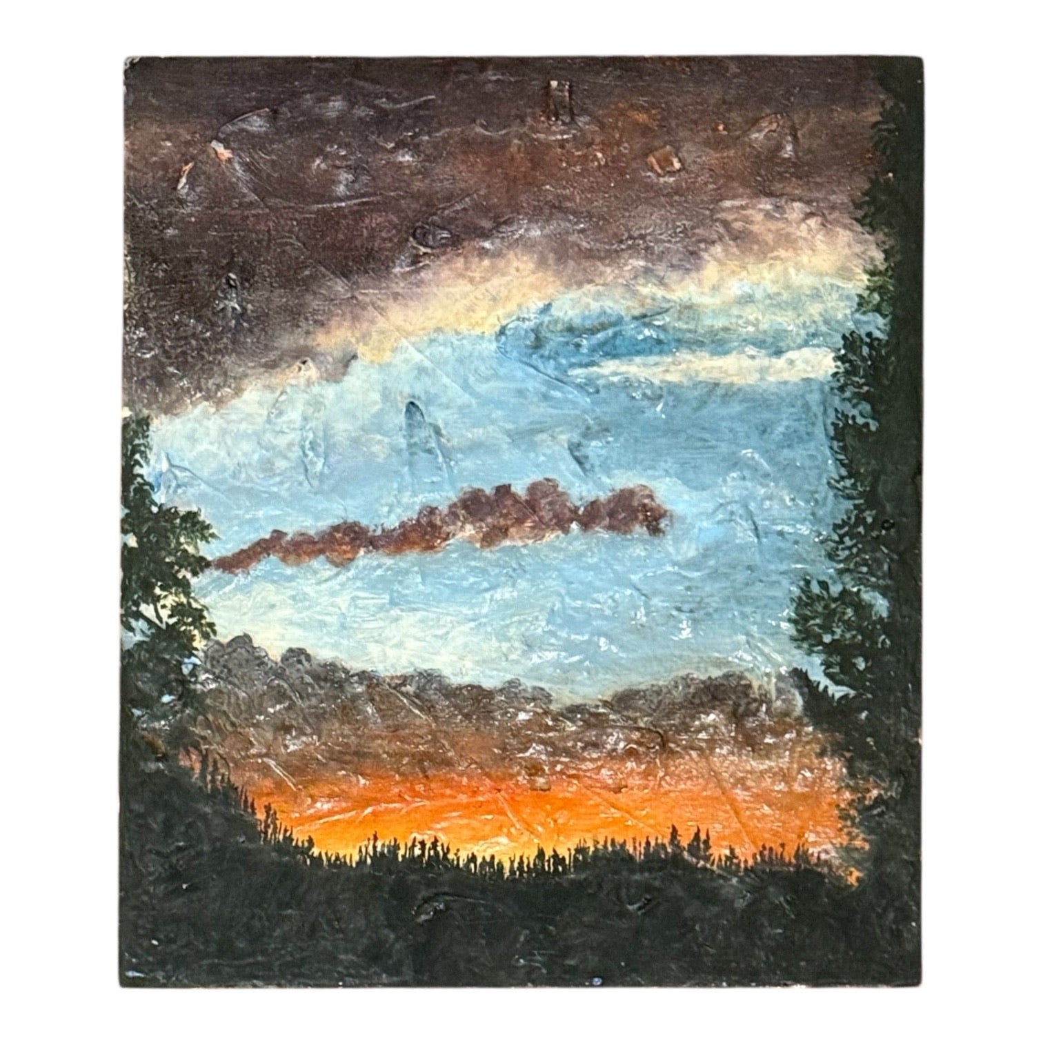 Abstracted Landscape Oil on Cradled Panel with Heavy Impasto