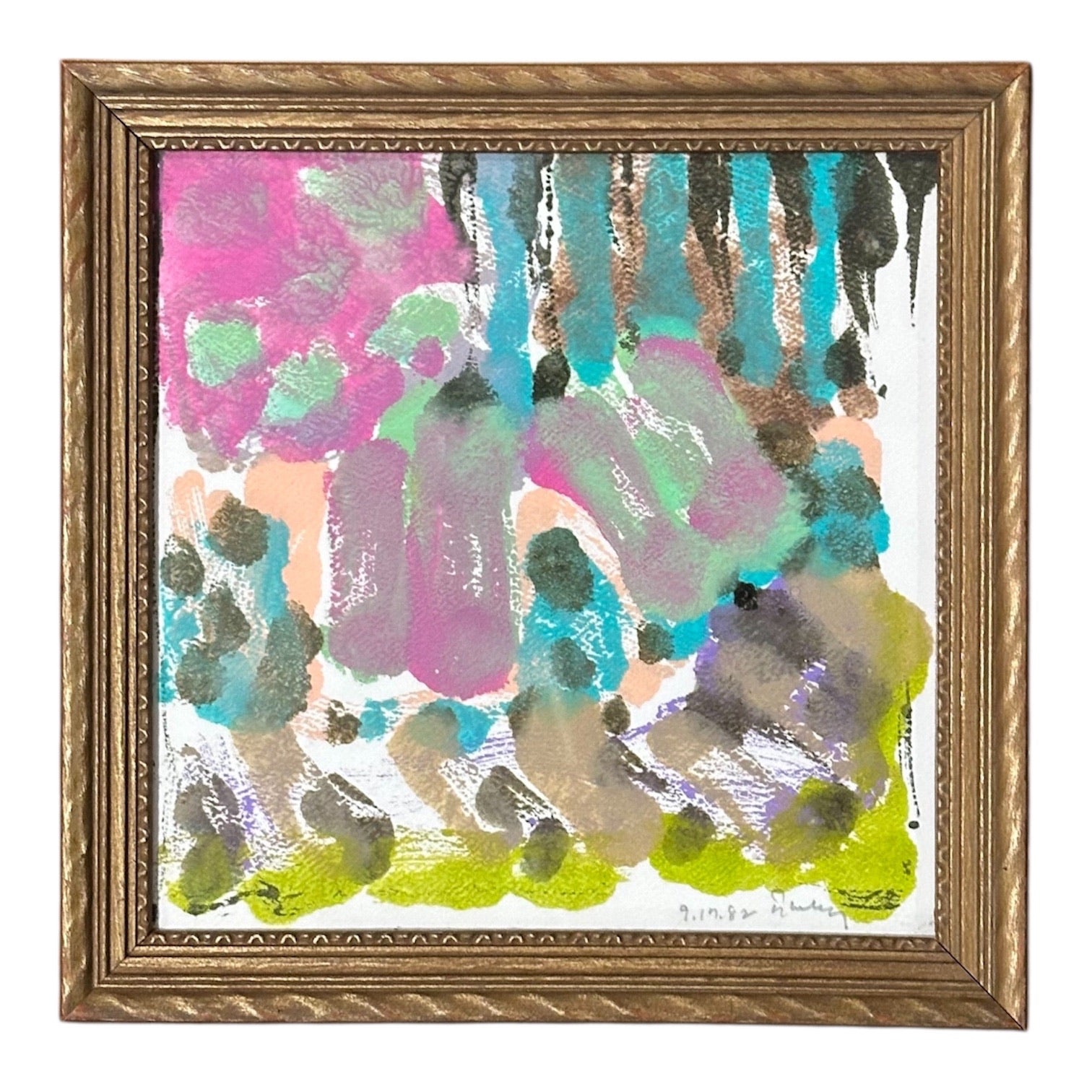 Energetic, Colorful and Organic Watercolor in Vintage Frame