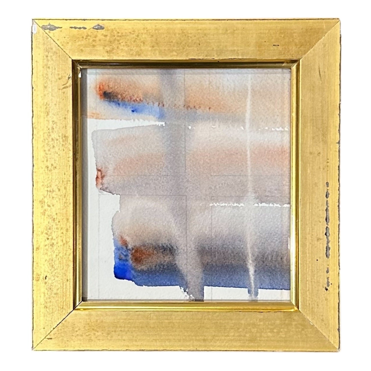 Minimalist Watercolor Abstract Painting in an Antique 19th Century Gilt Wood Frame