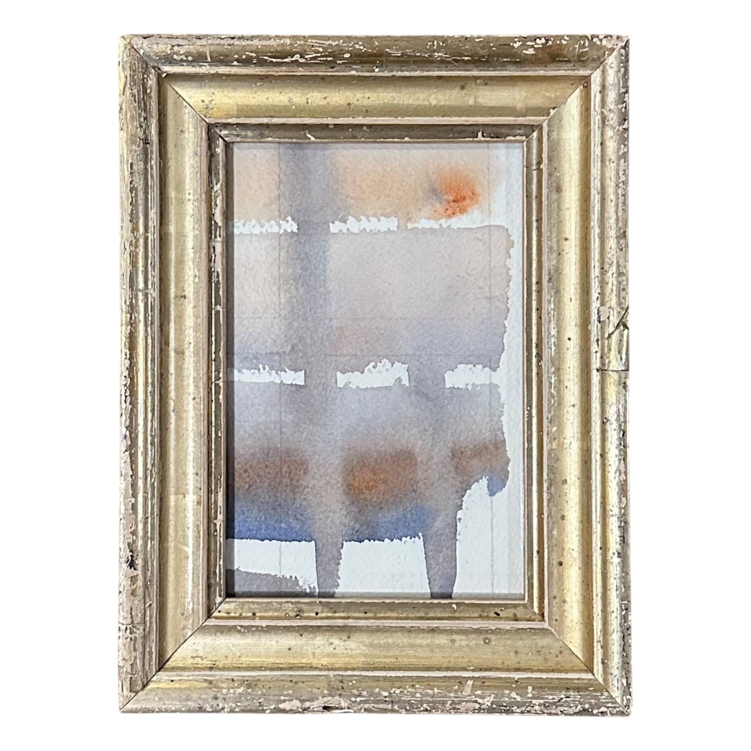 Minimalist Watercolor with Geometric Sketching and Contrasting Colors in Gilt Frame