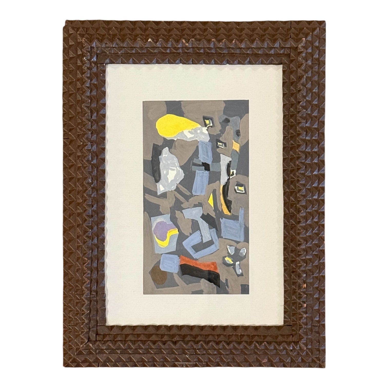 Abstract Pattern Painting in Antique Tramp Art Frame