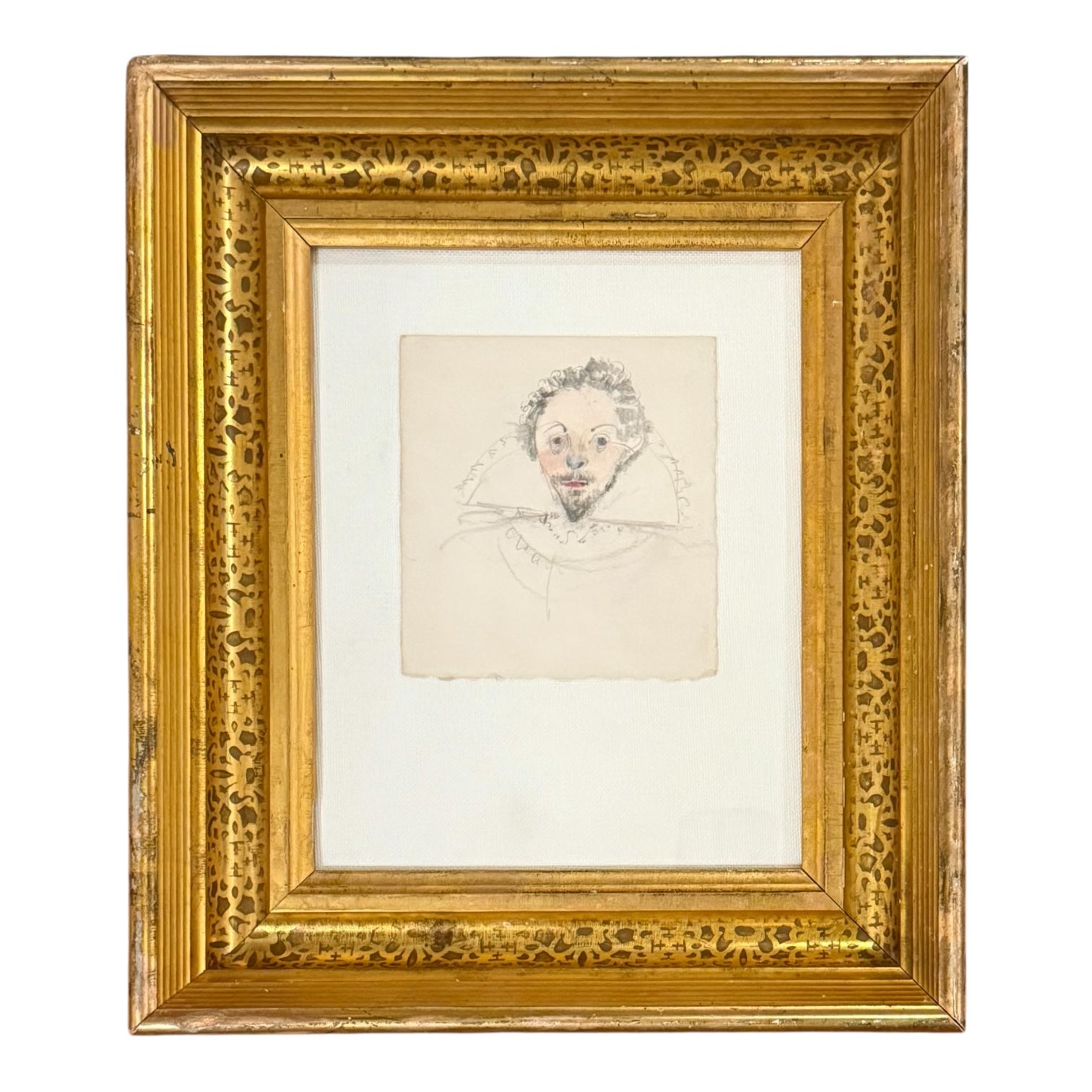 Drawing of William Shakespeare in 19th Century Stencil Gilt Frame