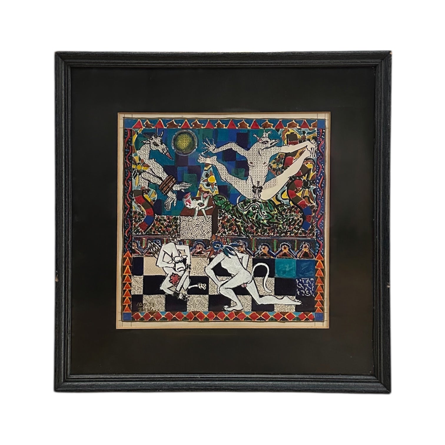 Energetic and Vividly Patterned Mixed Media with Fantastical Creatures