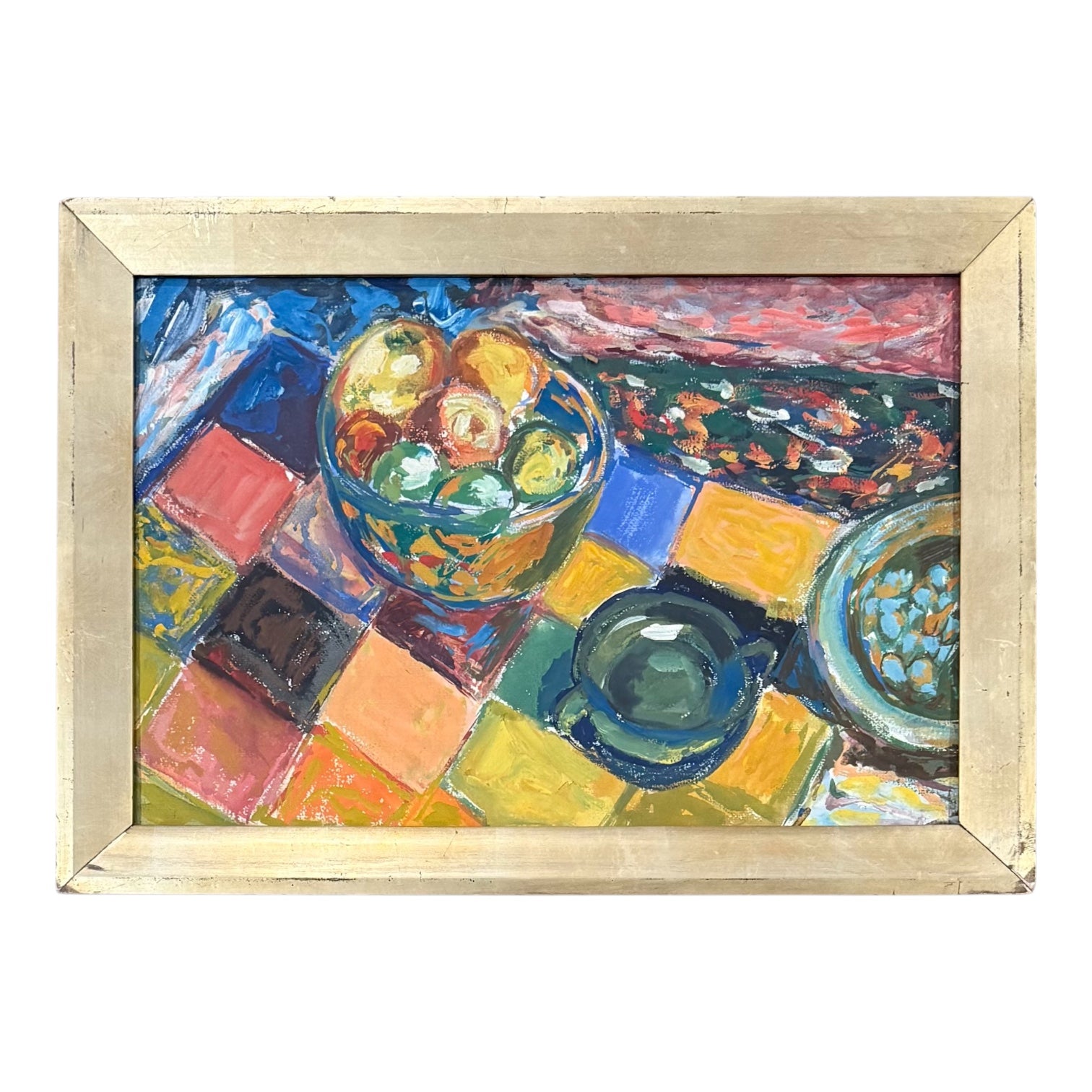 Colorful Still Life with Fruit in 19th Century Gilt Frame