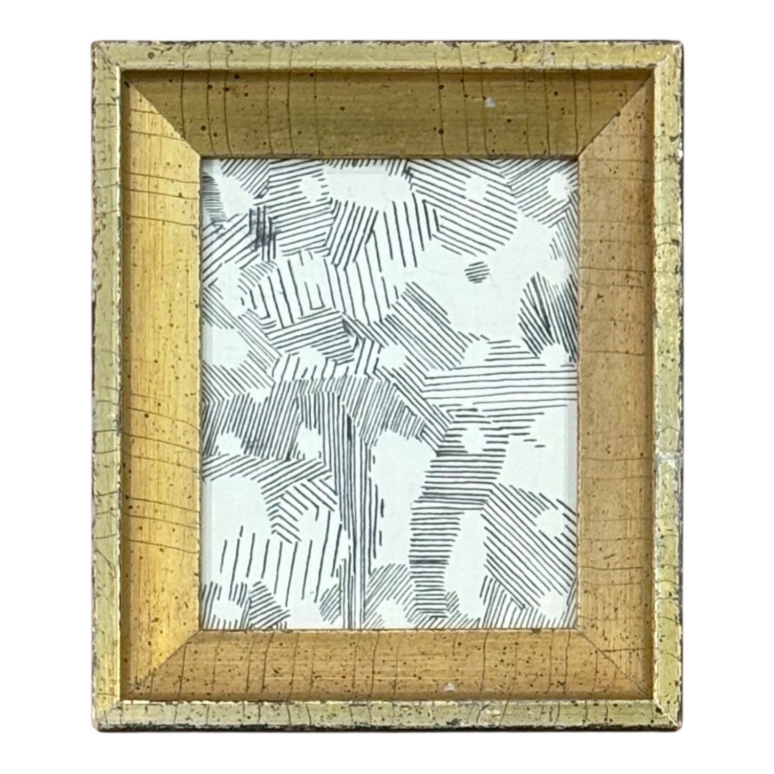 Abstract Pattern Ink Drawing in 19th Century Gilt Frame