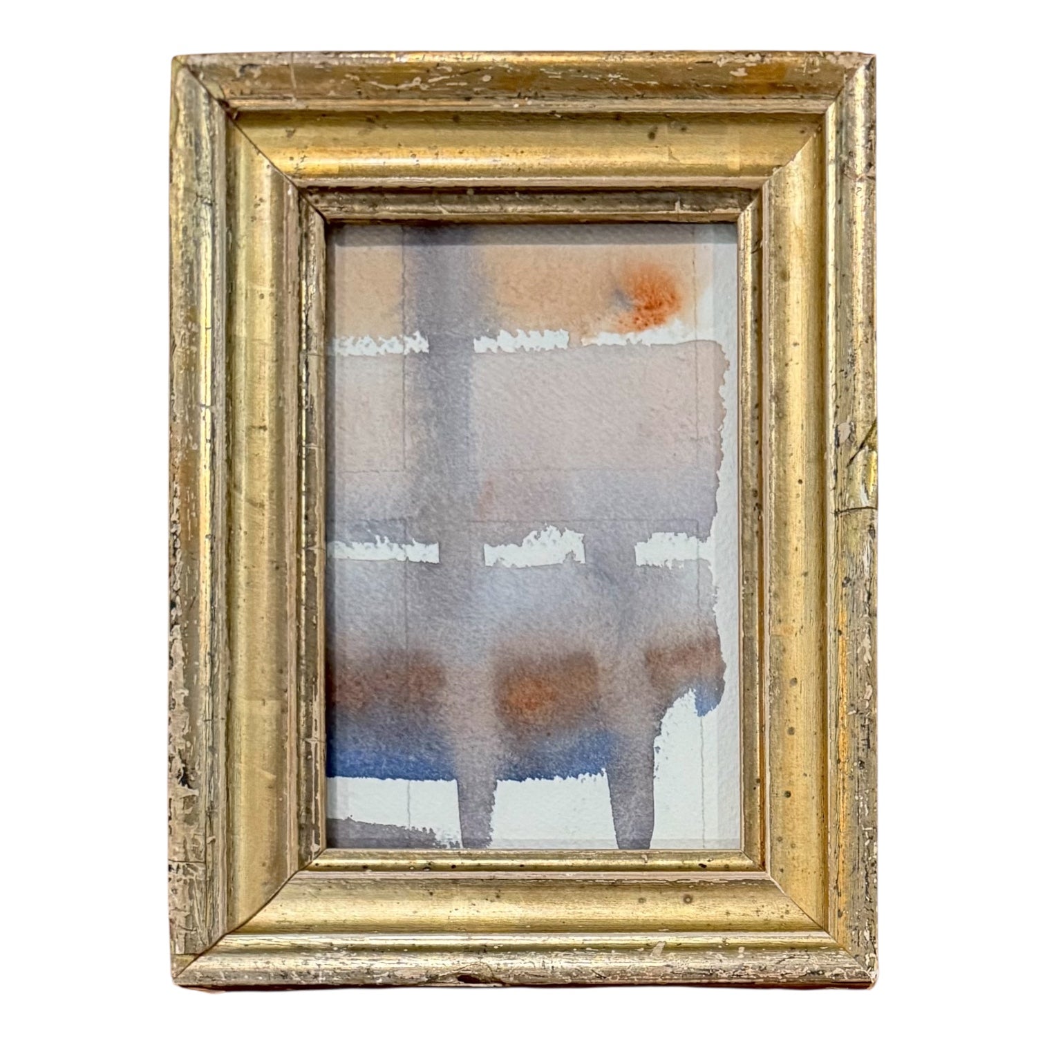 Abstract Soak Stain Painting in Chromatic Neutrals in 19th Century Gilt Frame
