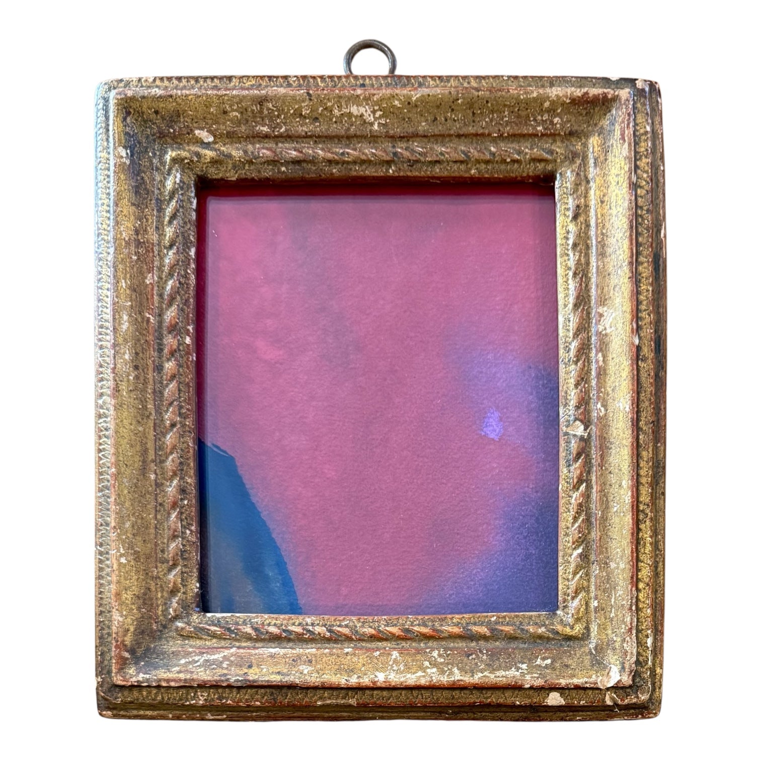 Vibrant Pink Soak Stain Painting in 19th Century Gilt Frame