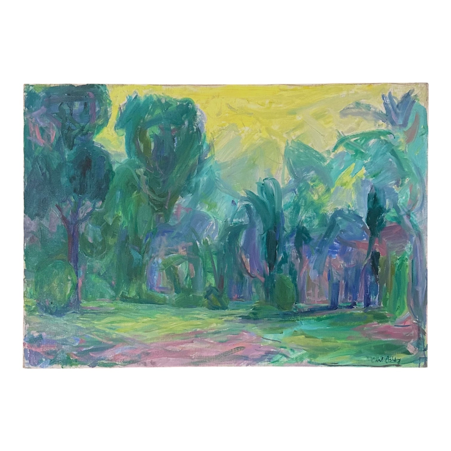 Saturated Lush Landscape with Yellow Sky