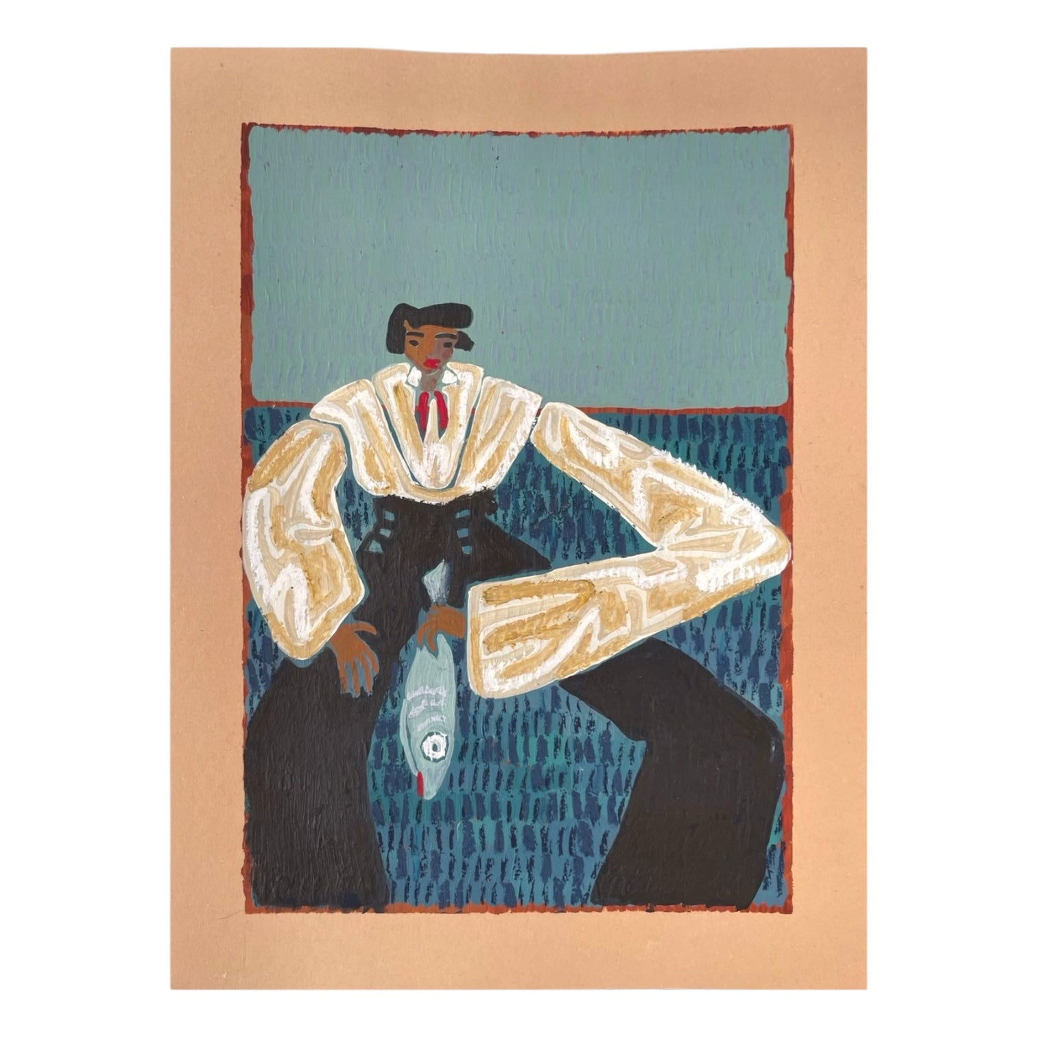 Reserved LC — Woman with Fish Painting on Paper