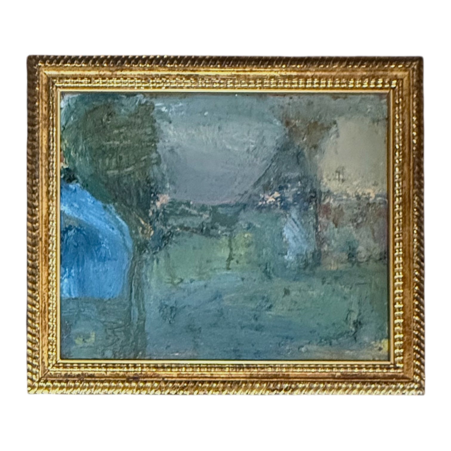 Reserved HE Abstracted Landscape with Heavy Impasto in 19th Century Dutch Ripple Gilt Frame
