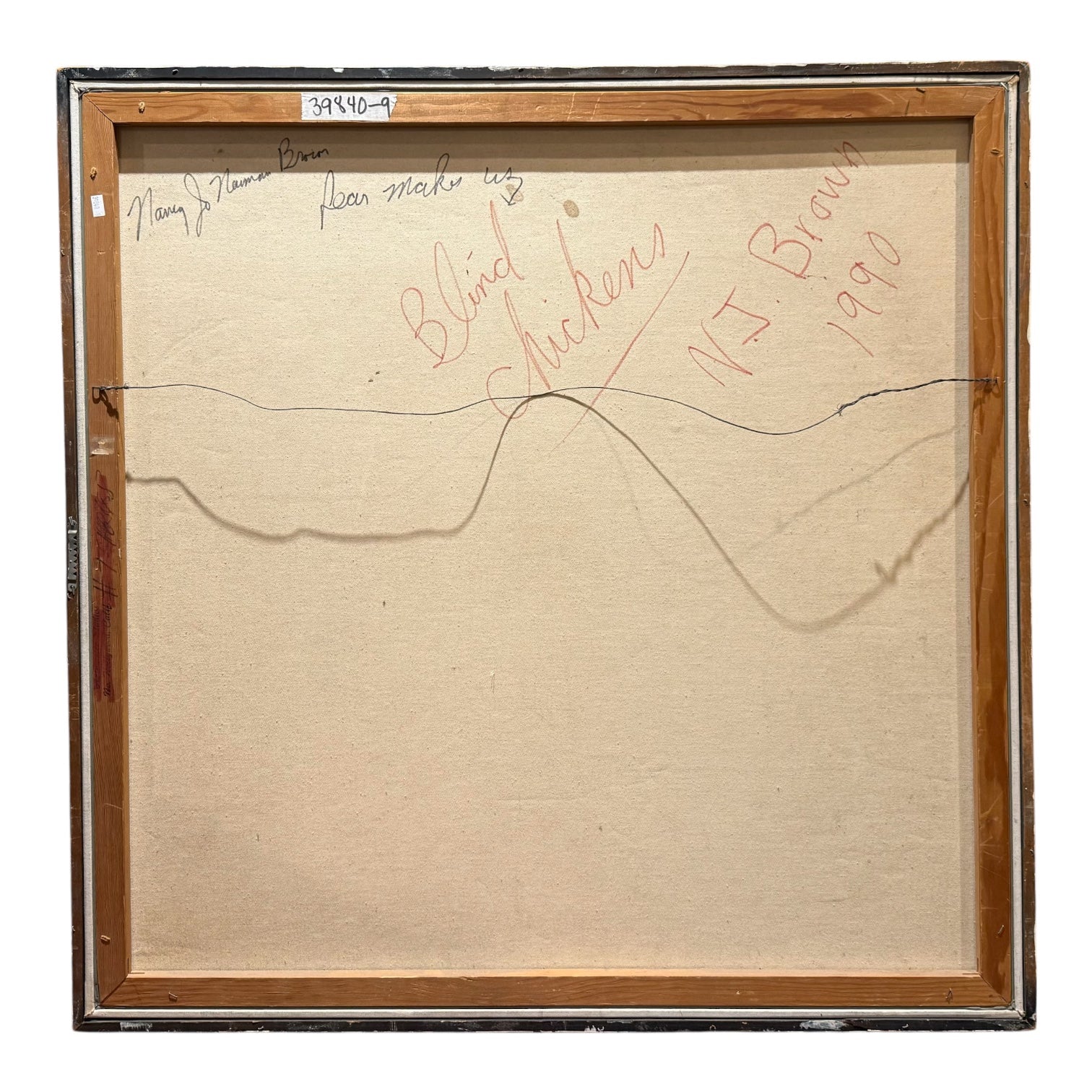 Abstract Expressionist Painting of a Bachelor Flock of Fowl in Original Wood Frame