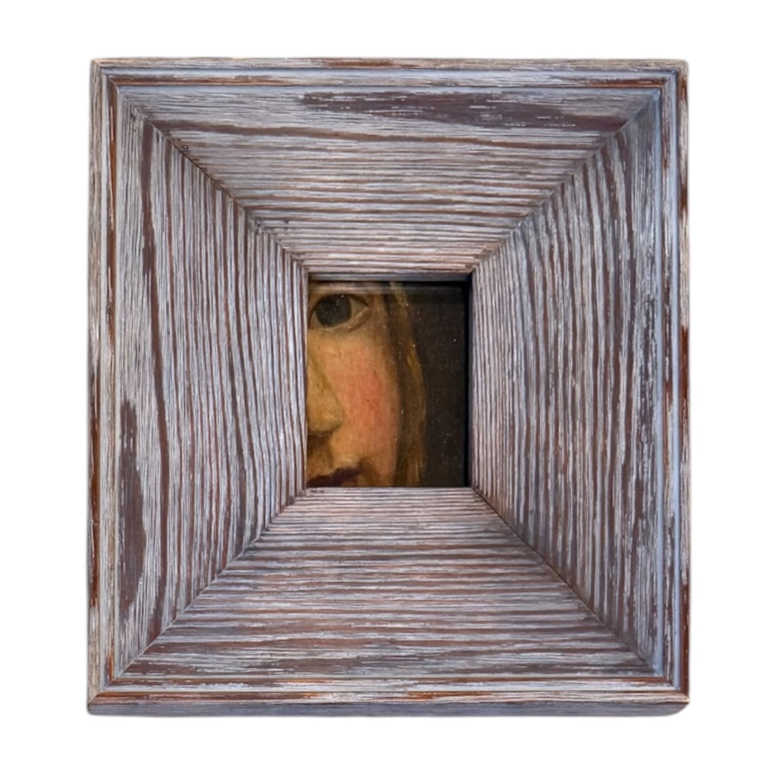 Antique Portrait Oil on Canvas in Vintage Wood Frame