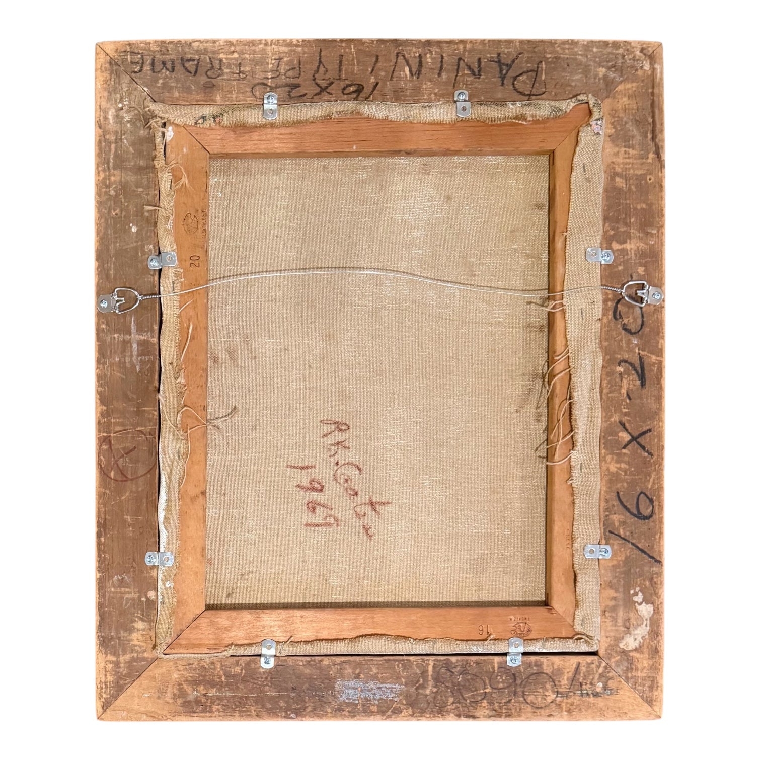 Ethereal Painting of Figure at Table in Antique Hand Carved Frame