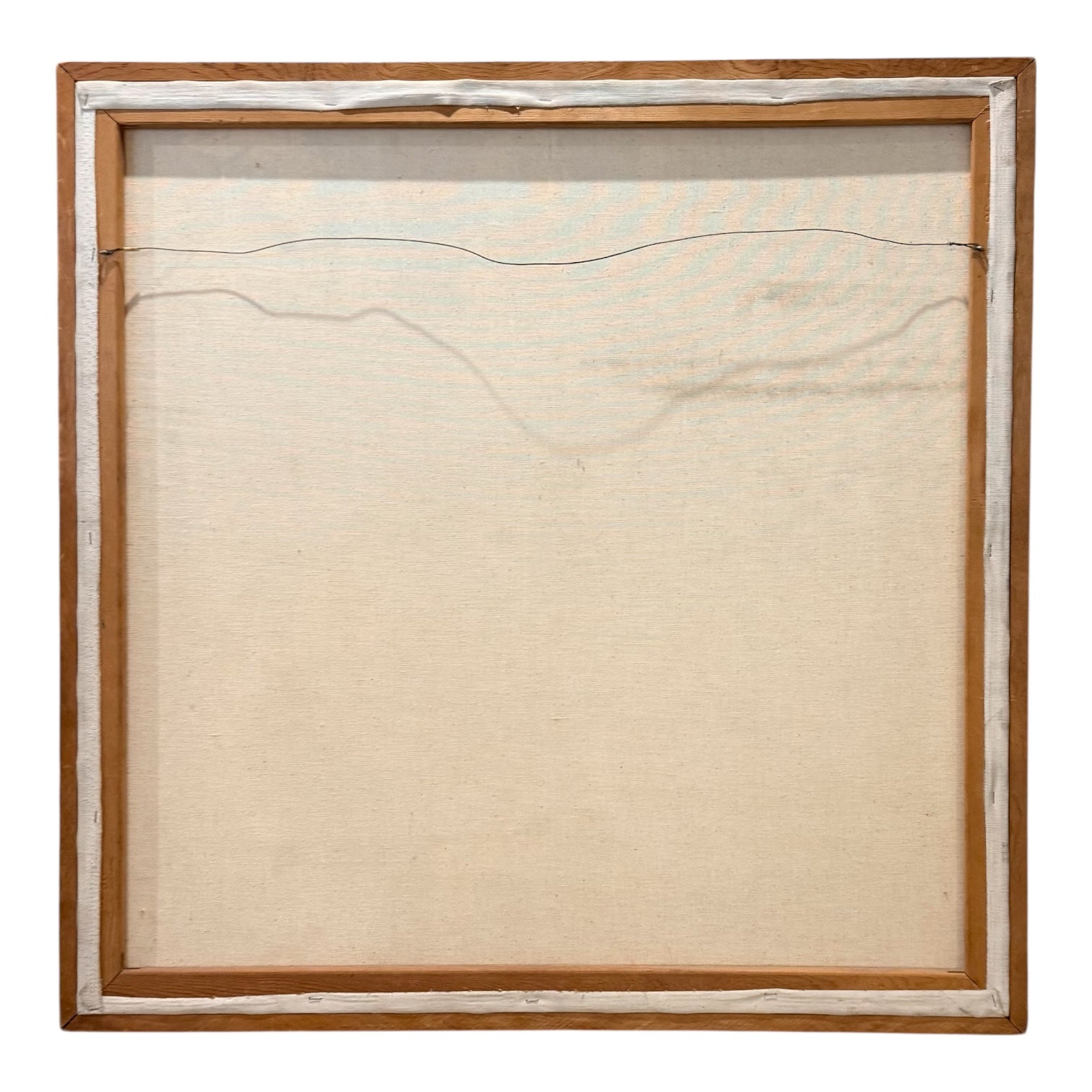 Fantastical Cubist Painting of Bicyclist in Original Wood Frame