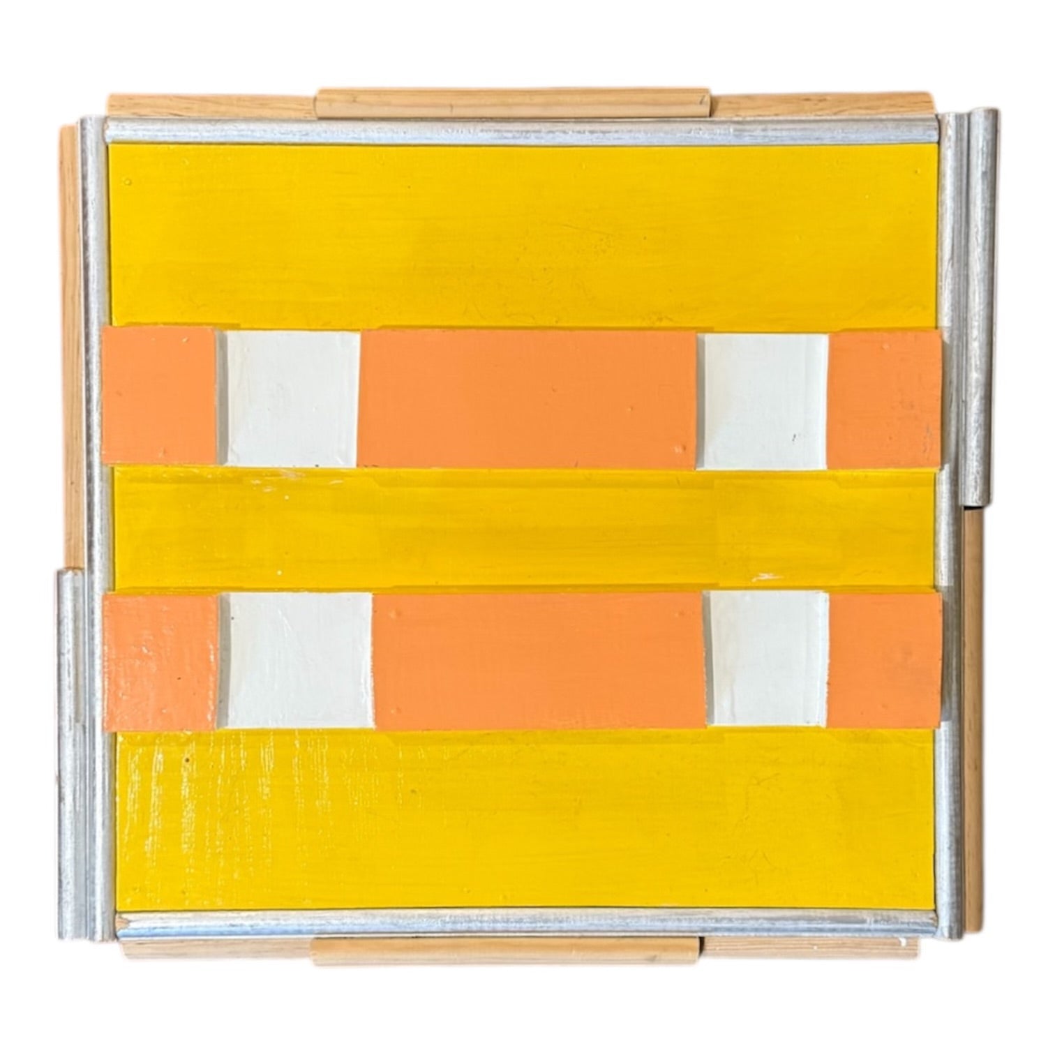 Painted Wood Assemblage in Yellow, Orange, and White
