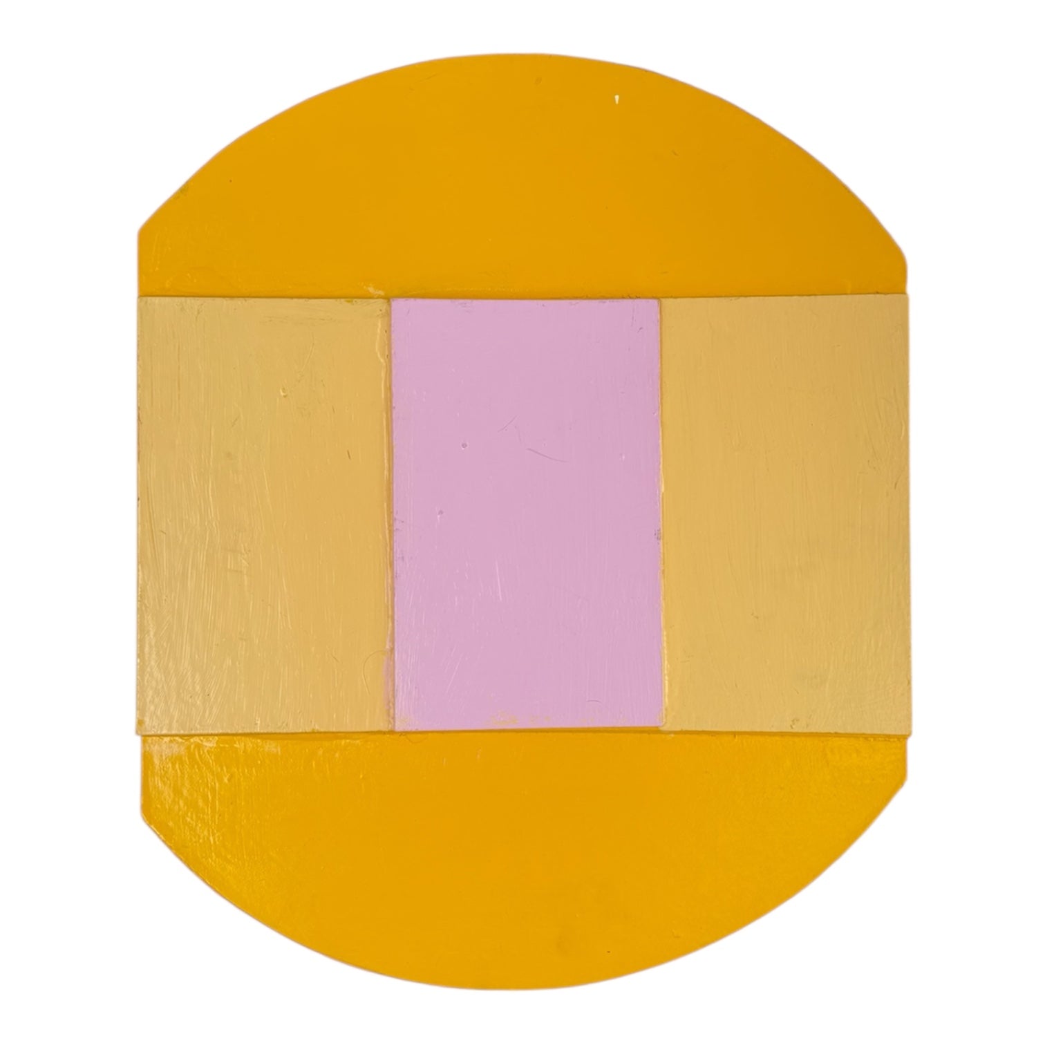 Vintage Painted Wood Wall Sculpture in Shades of Orange and Pink