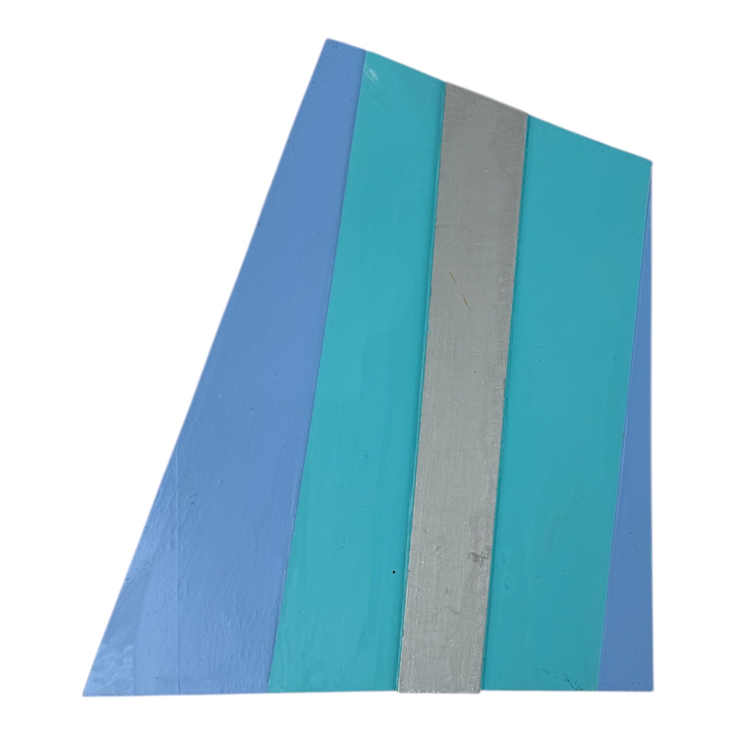 Vintage Painted Wood Assemblage in Shades of Blue and Silver