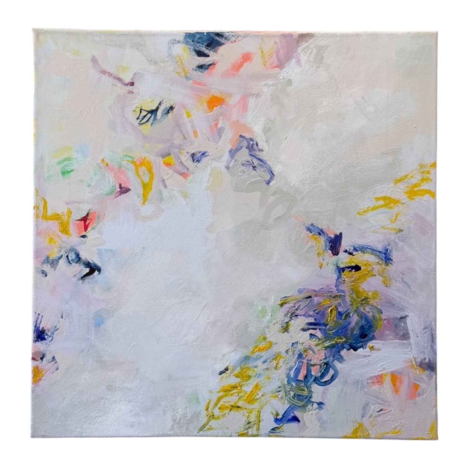 Vintage Abstract Expressionist Painting Snowy White