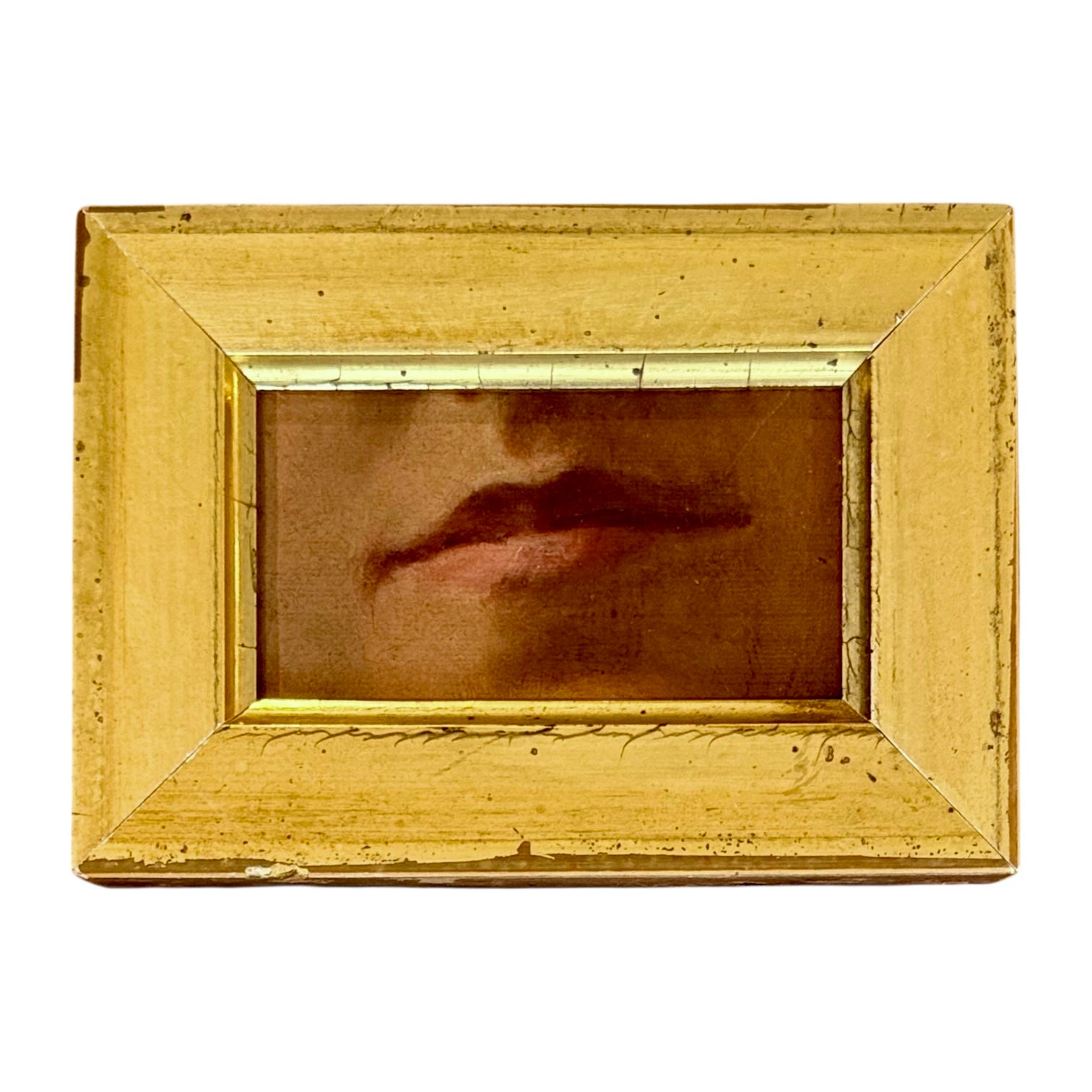 19th Century Oil Painting of Study of Lips  in a 19th Century Gilt Wood Frame
