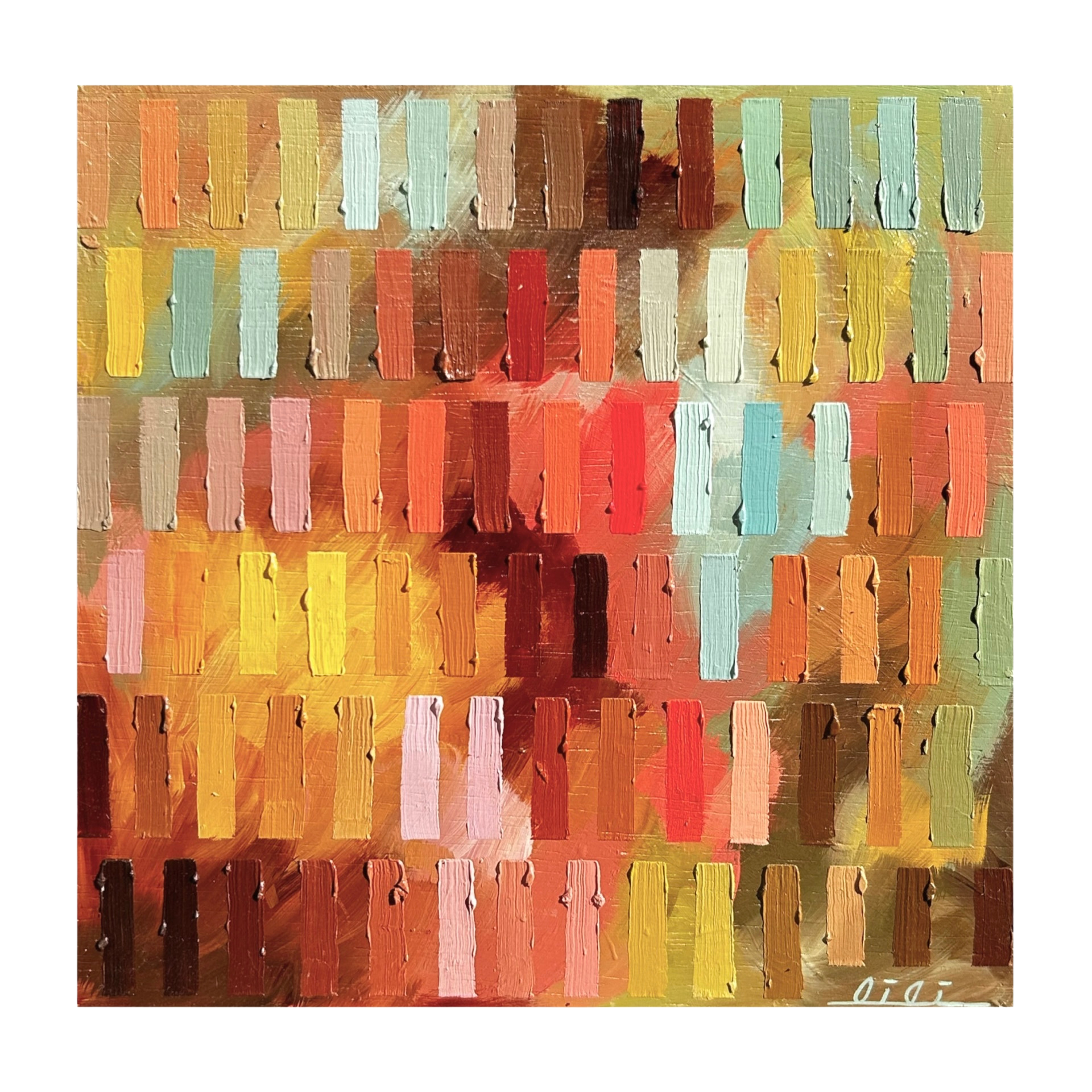 Colorful Abstract Tic-Tacs Oil on Cradled Wood Panel