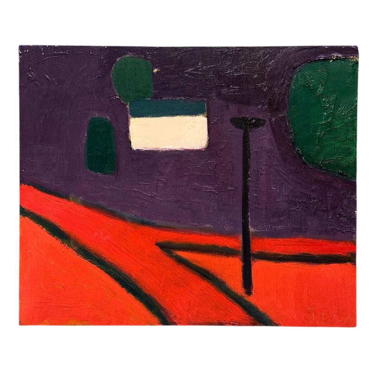 Minimalist Colorblocked Landscape with White House