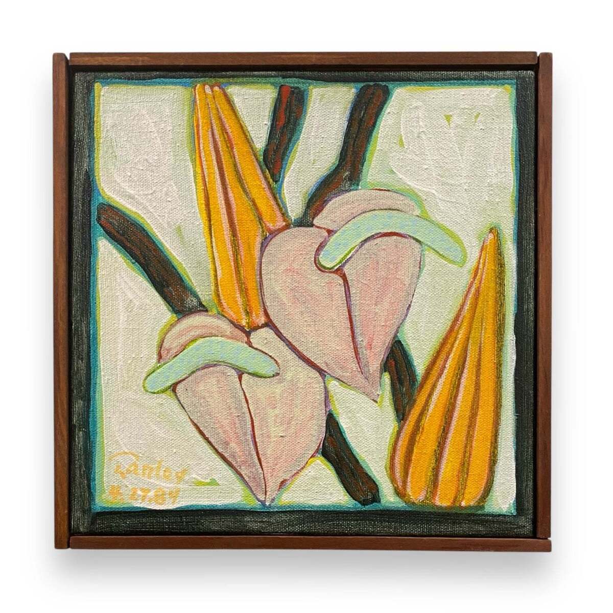 Oil Painting of Pink Anthurium in Original Artist-Made Float Frame