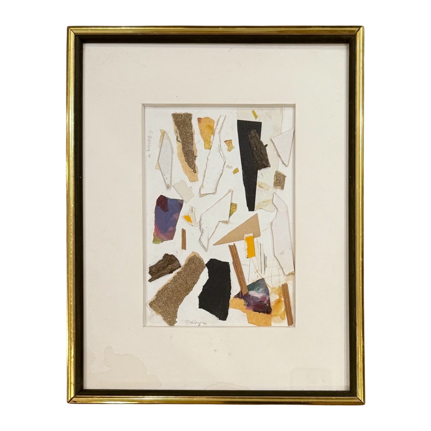 1997 Mixed Media  of Paper Fragments in Original Vintage Frame