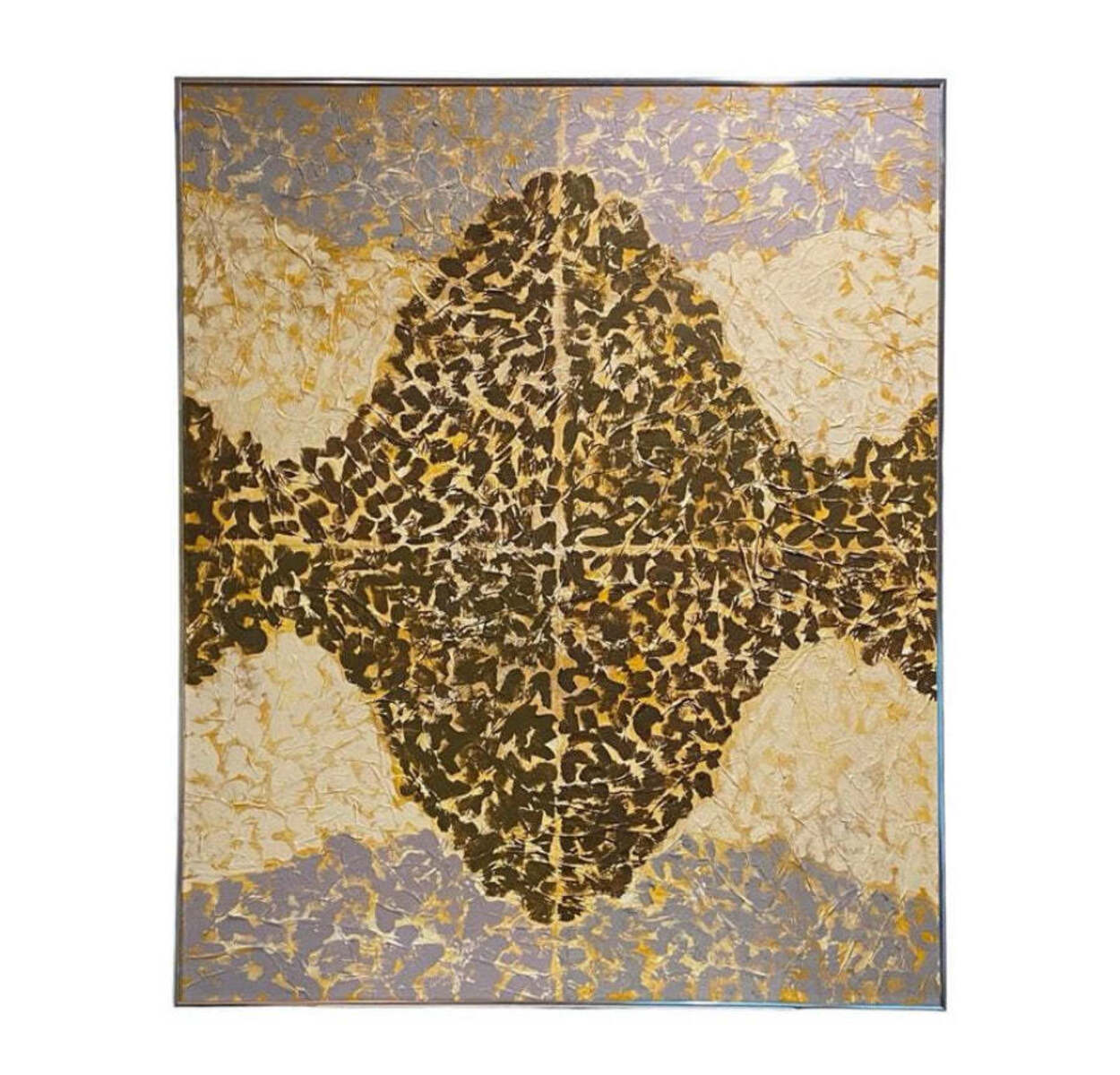 Mid-20th Century Textural Abstract Painting in Original Chrome Frame