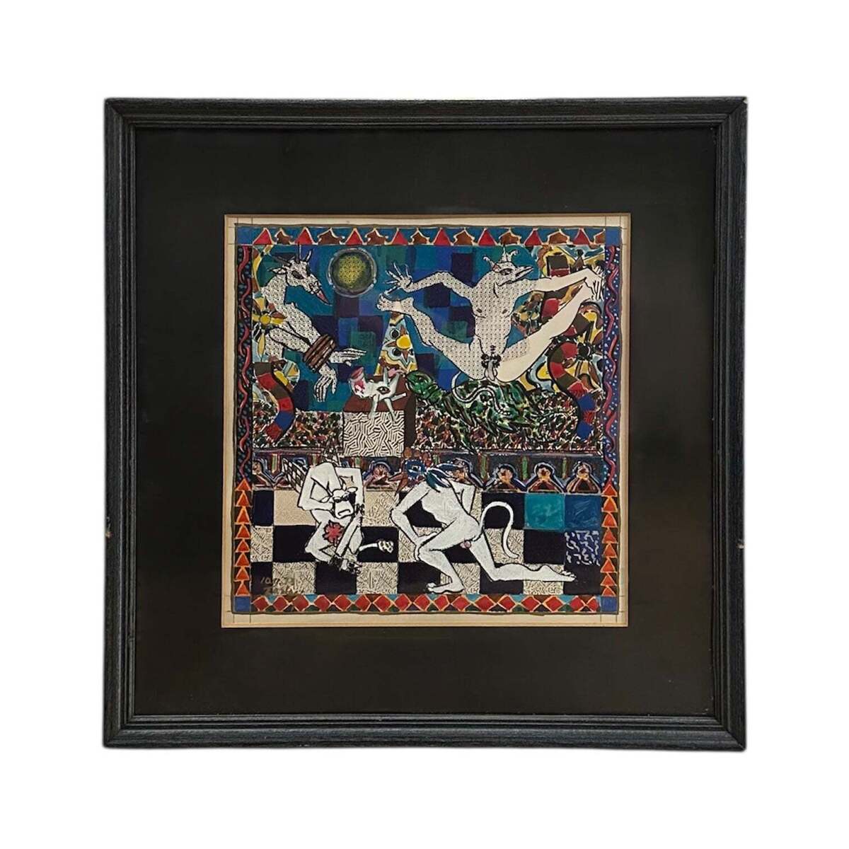 Energetic and Vividly Patterned Mixed Media with Fantastical Creatures