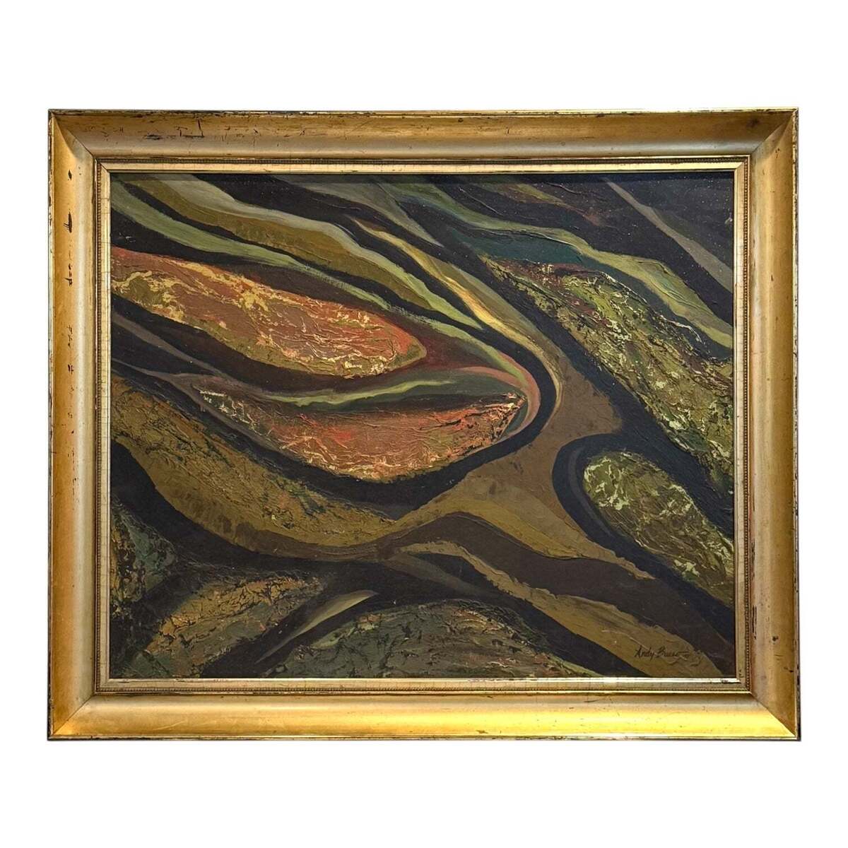 Reserved HE Biomorphic Abstract Expressionist in Heavy 19th Century Gilt Frame