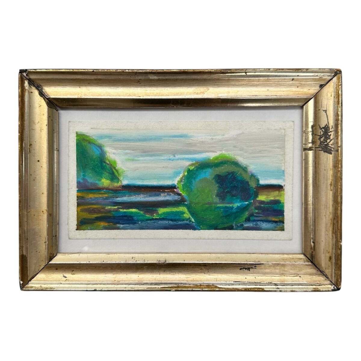 Vintage Landscape in 19th Century Water Gilt Frame