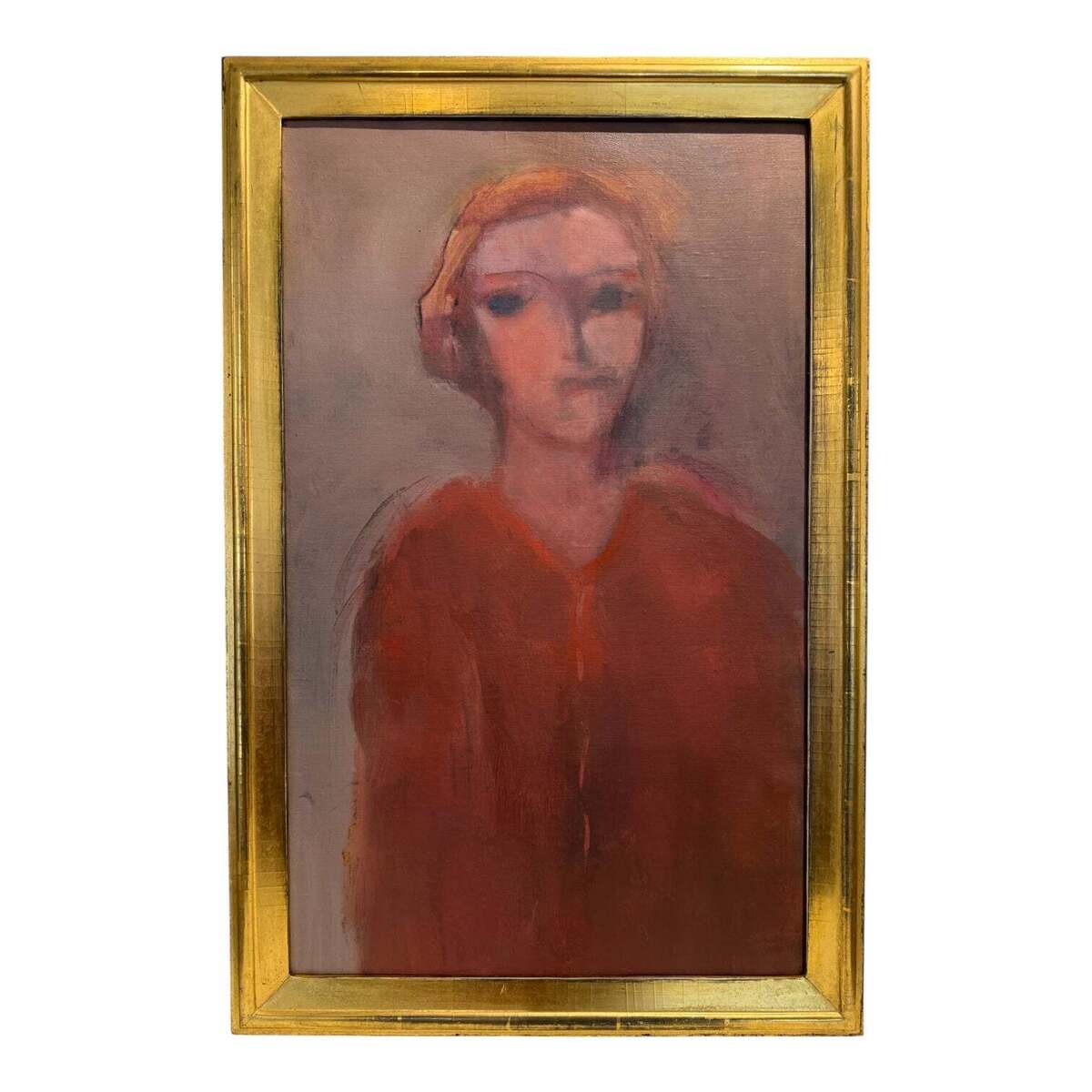 RESERVED FOR LA — Portrait of a Lady in Warm Hues in 19th Century Gilt Frame