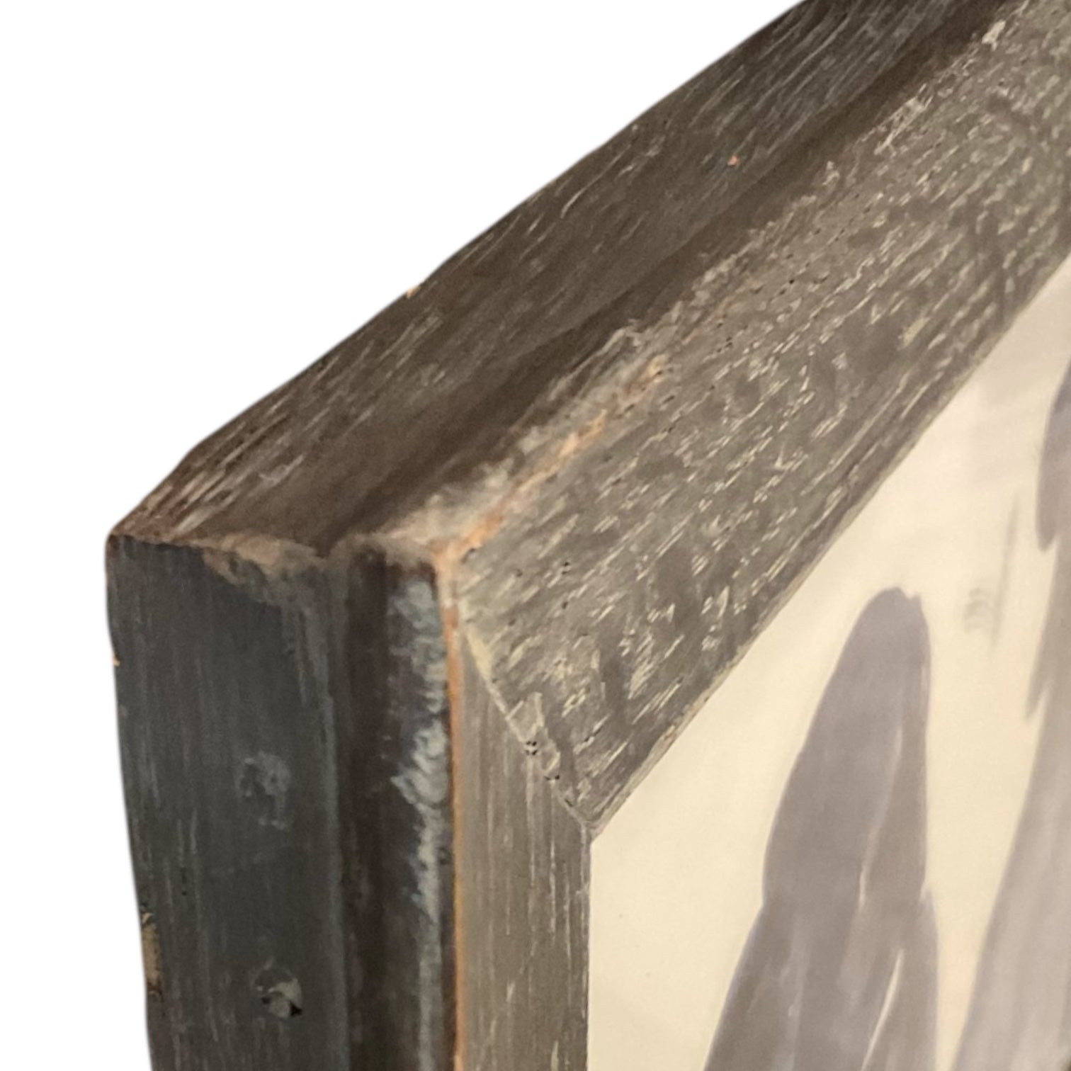 Silhouette  of Hunting Dogs in Brush with Vintage Gray Cerused Wood Frame