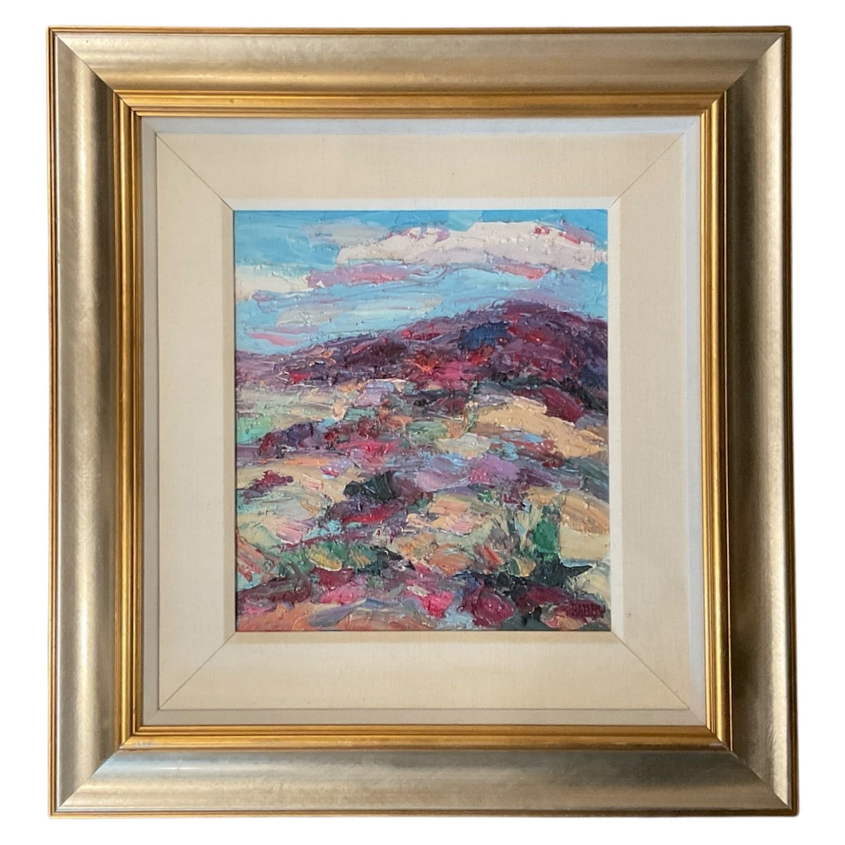 Heavy Impasto Landscape in Original Frame