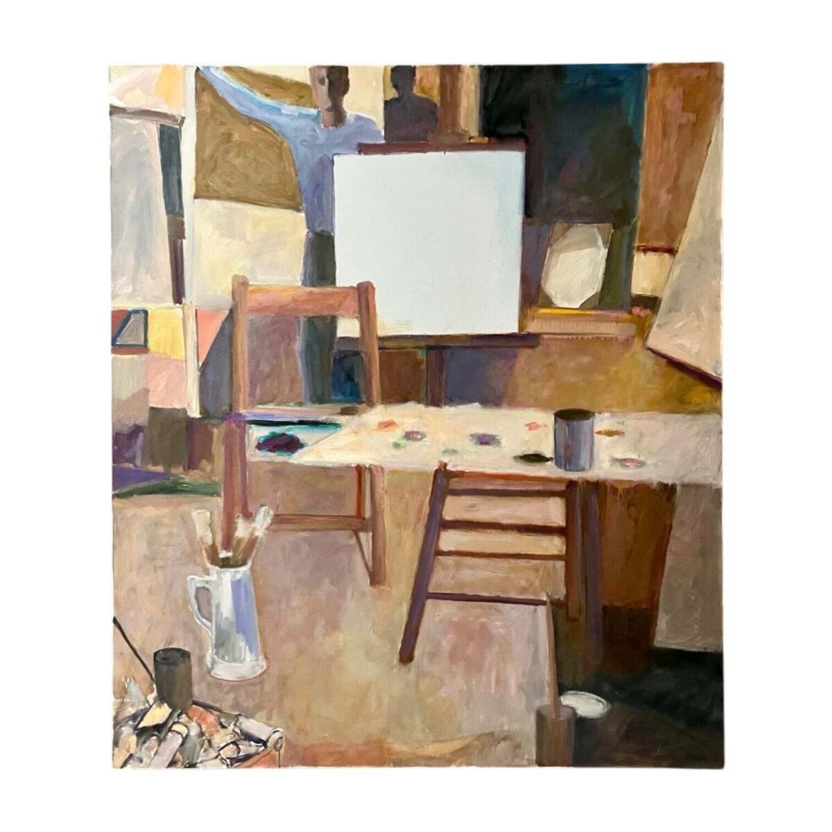 Oil Painting of the Artist in His Studio