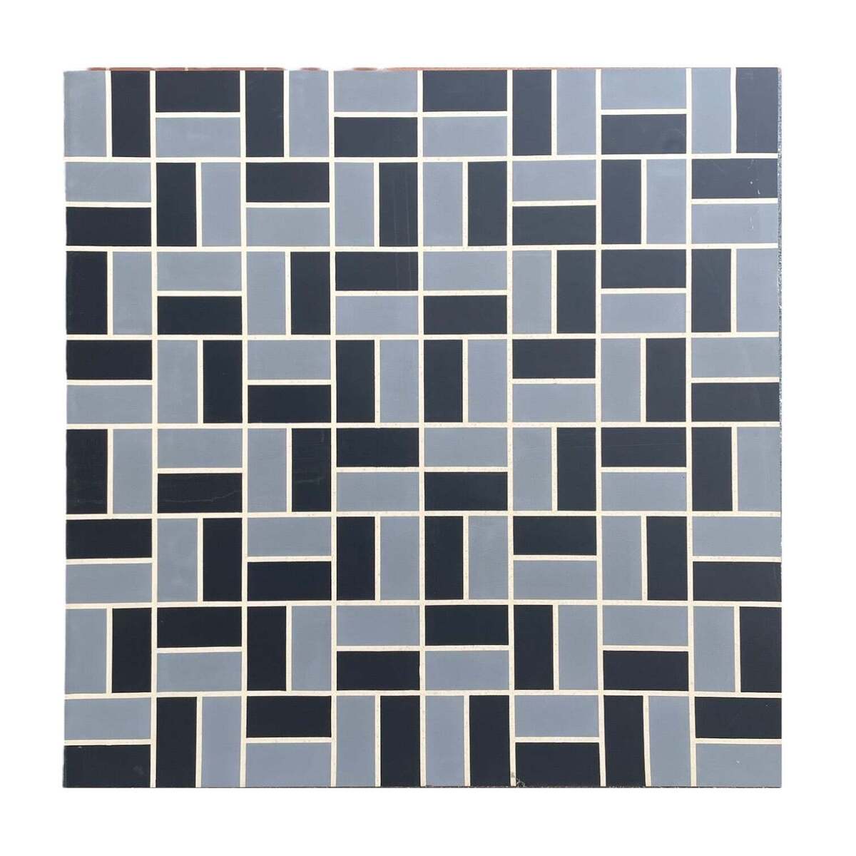 Monumental Graphic Geometrics Painting in Grays and Black