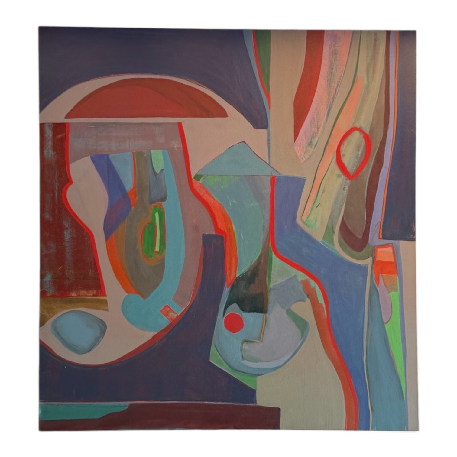 Oversized Abstract Expressionist Painting in Brilliant Colors Against a Dark Background