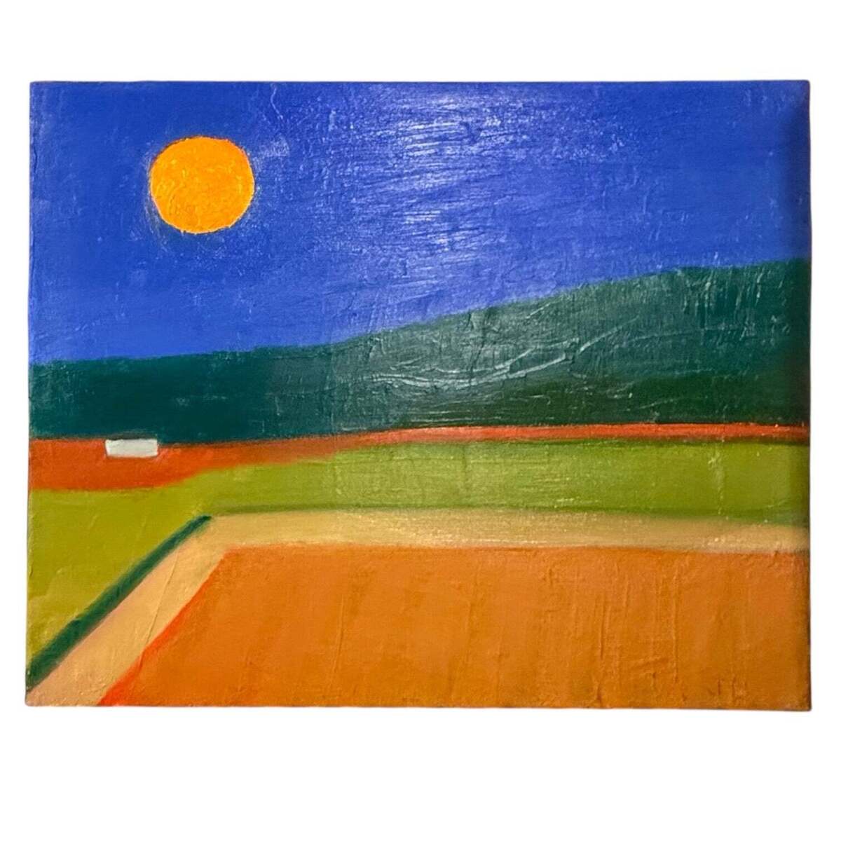 Vivid Evening Landscape Oil Painting in Custom Gold-Toned Frame