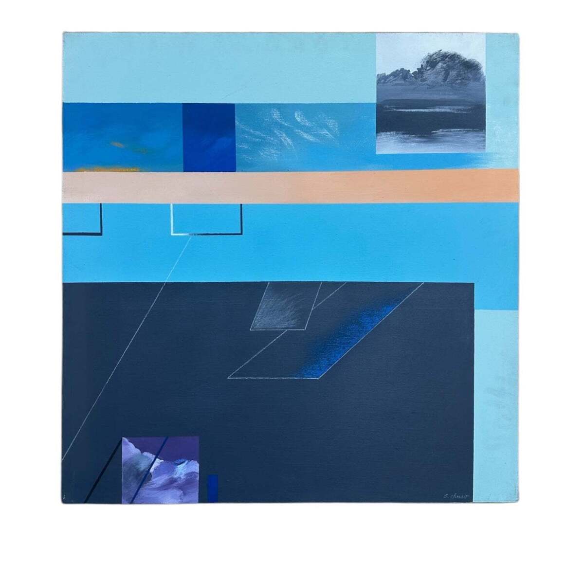 Square Geometric with Inset Cloud Motifs