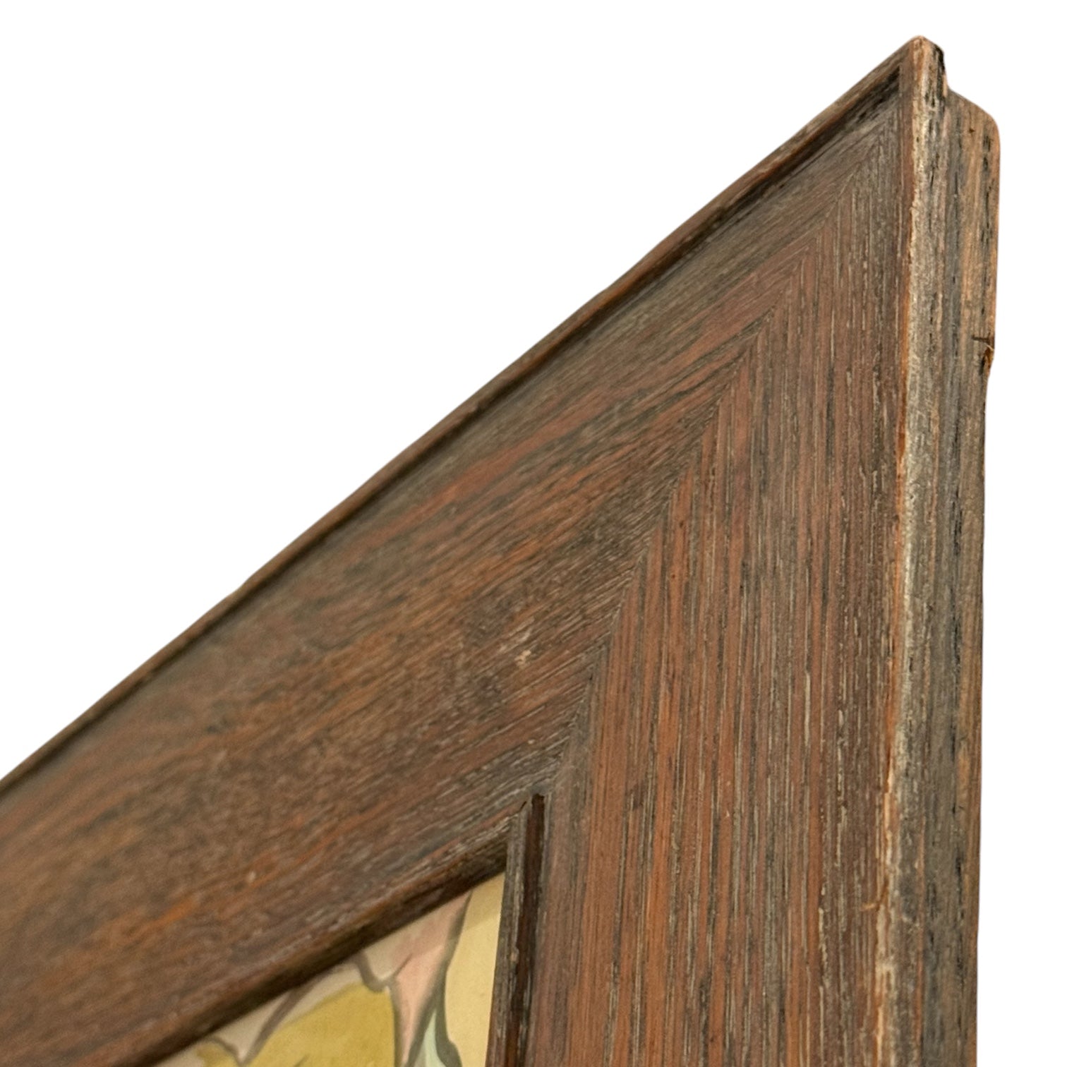 Figurative Gestural Watercolor in Wide Vintage Cerused Wood Frame