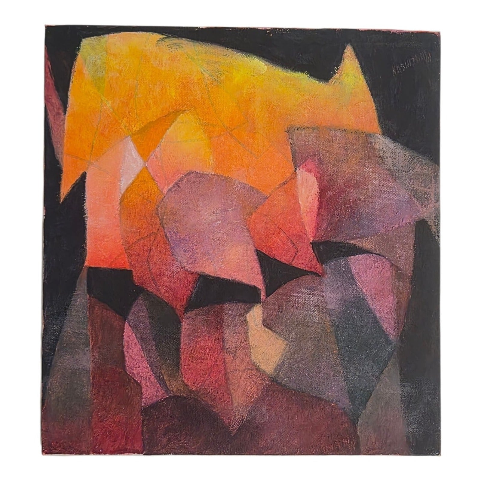 Oil Painting of Fractured Motifs in High Contrast Coloration