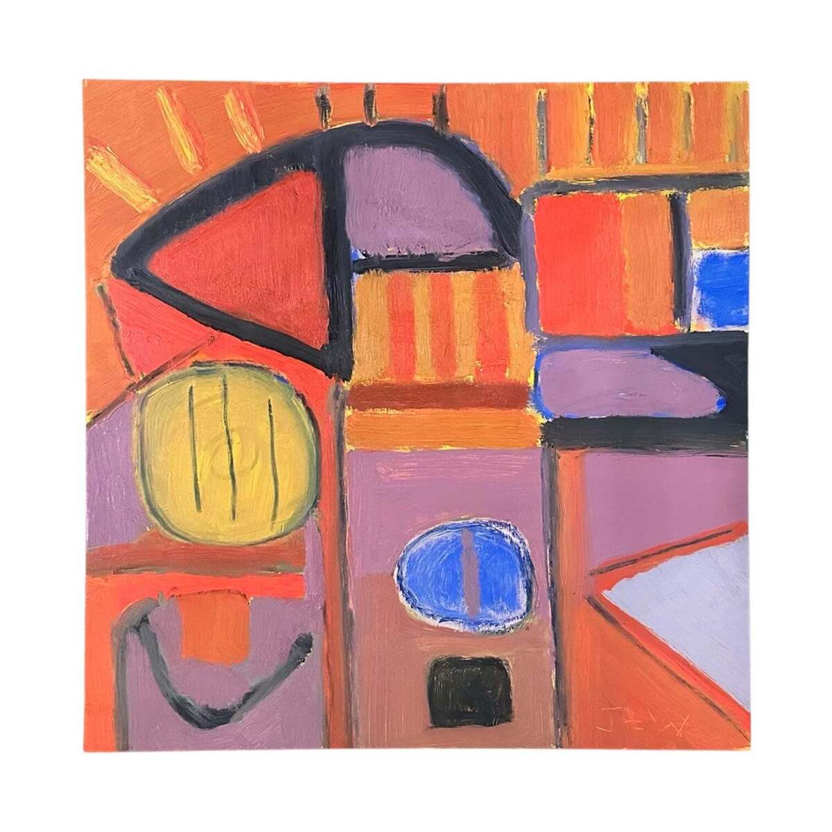 Impasto Geometric Abstract in Energetic Colors