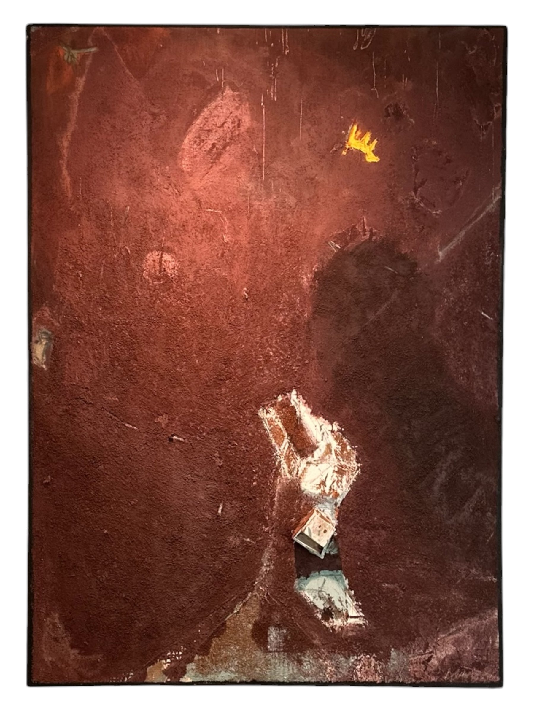 Reserved for Britt "Over Pennsylvania " Large Burgundy Textural Oil on Linen