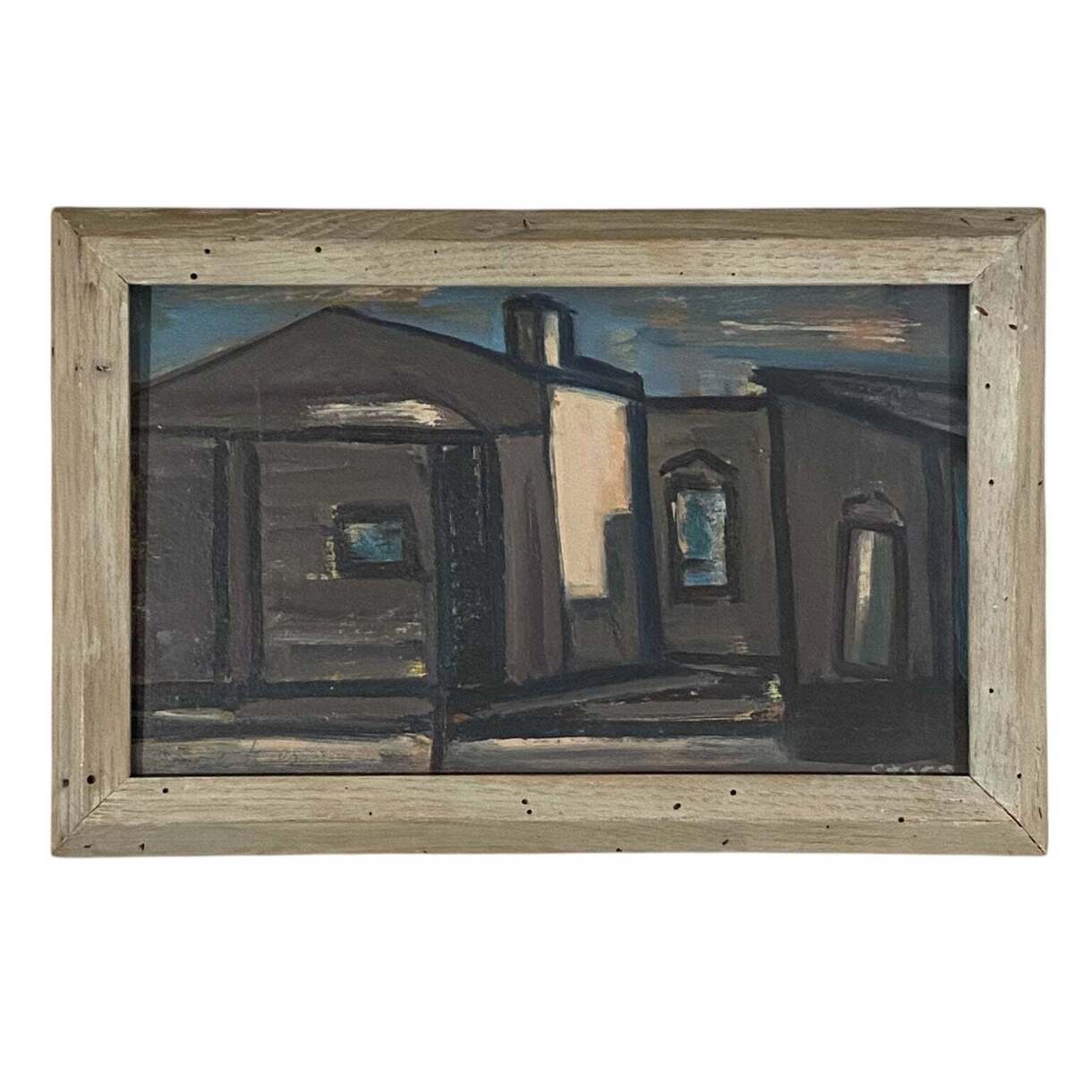 Oil on Panel Old House in Original Frame