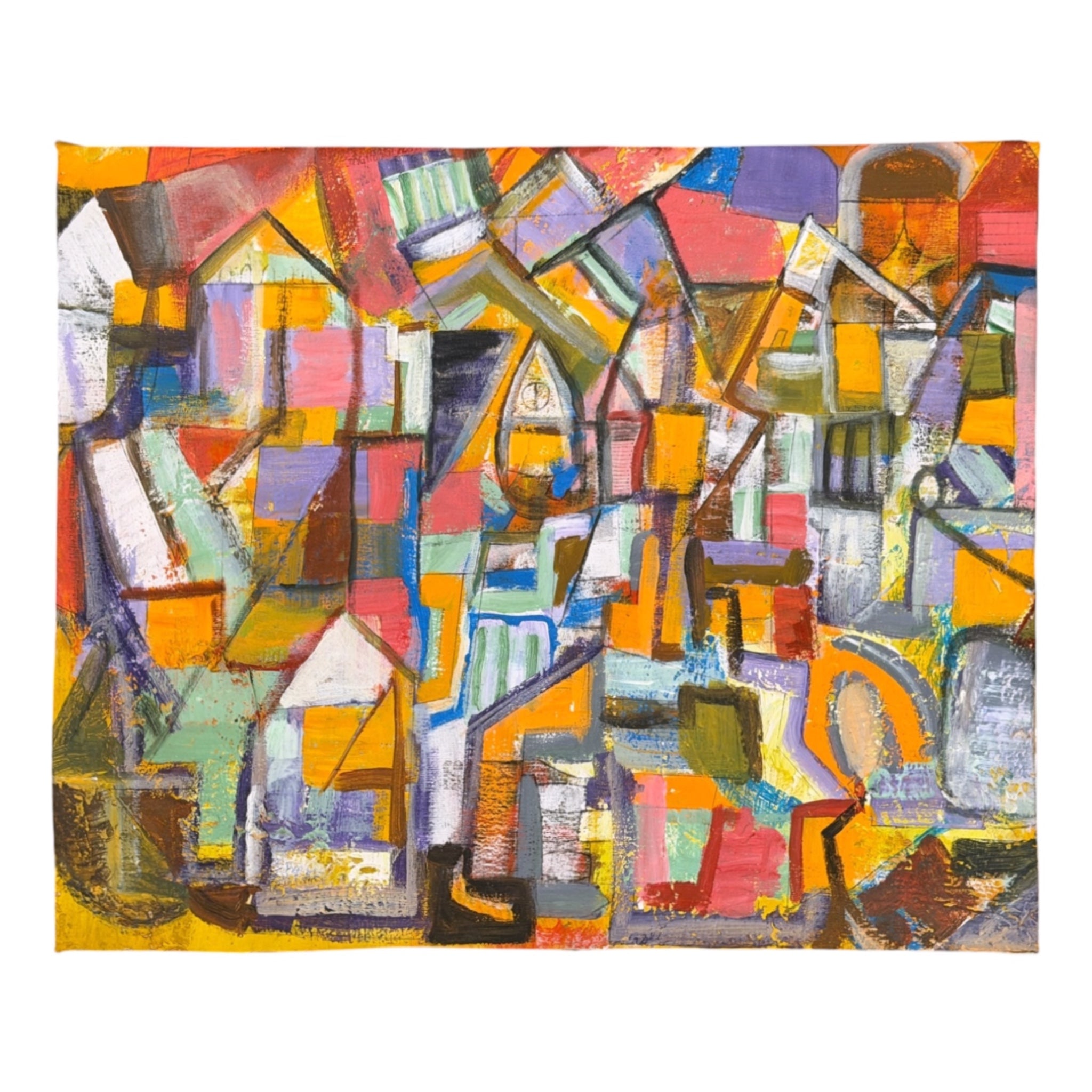 Colorful Cubist Landscape in the Manner of Paul Klee