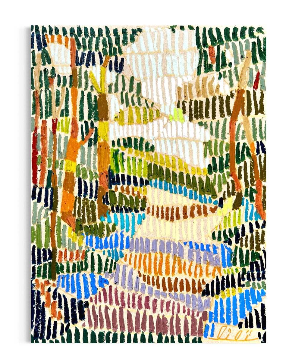 Colorful Abstract Forest Pathway Painting