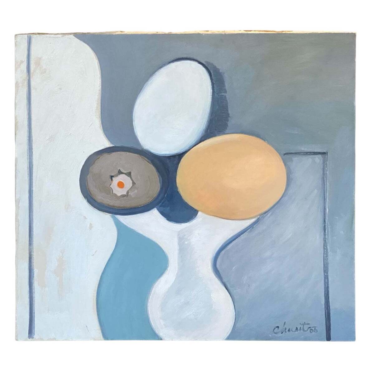 Abstract Vintage Biomorphic Still Life in Grays