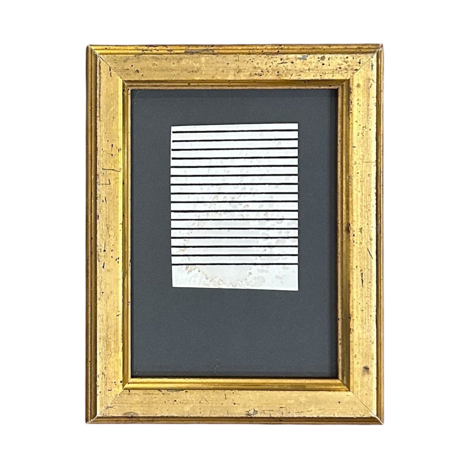 Vintage Graphic Ink Drawing Lines with Splashes in 19th Century Gold Frame